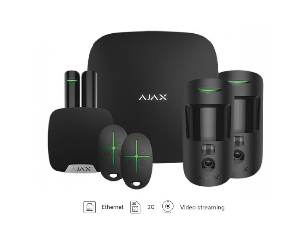 AJK2PMC23325B- AJAX Kit 2 Hub2 Plus Cam Apartment with Keyfobs