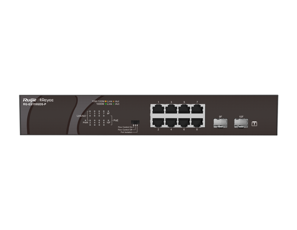 RG-ES110GDS-P - Ruijie 10-port 10/100/1000Mbps Unmanaged PoE Switch
