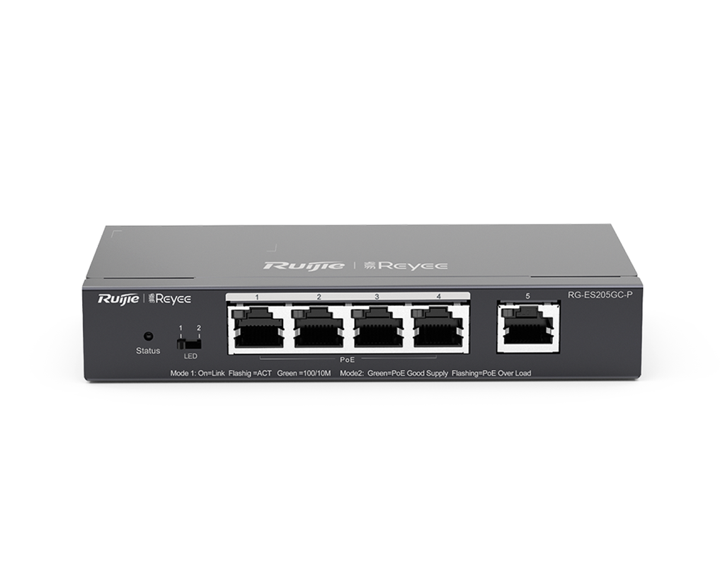 RG-ES205GC-P - Ruijie Reyee 5-Port Gigabit Smart Cloud Managed PoE Switch