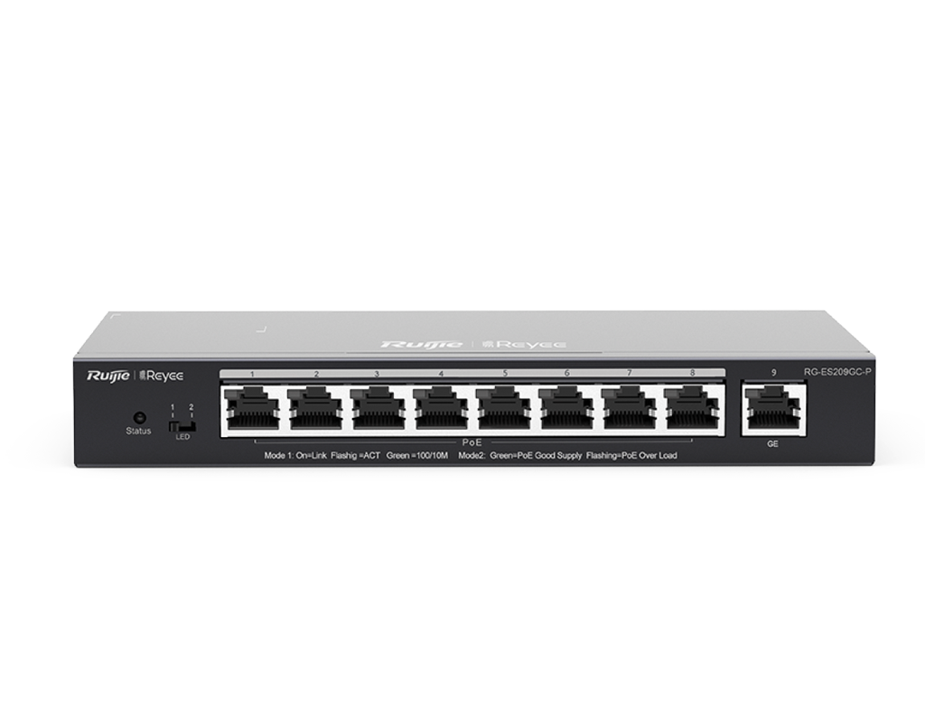 RG-ES209GC-P - Ruijie 9-Port Gigabit Smart Cloud Managed PoE Switch