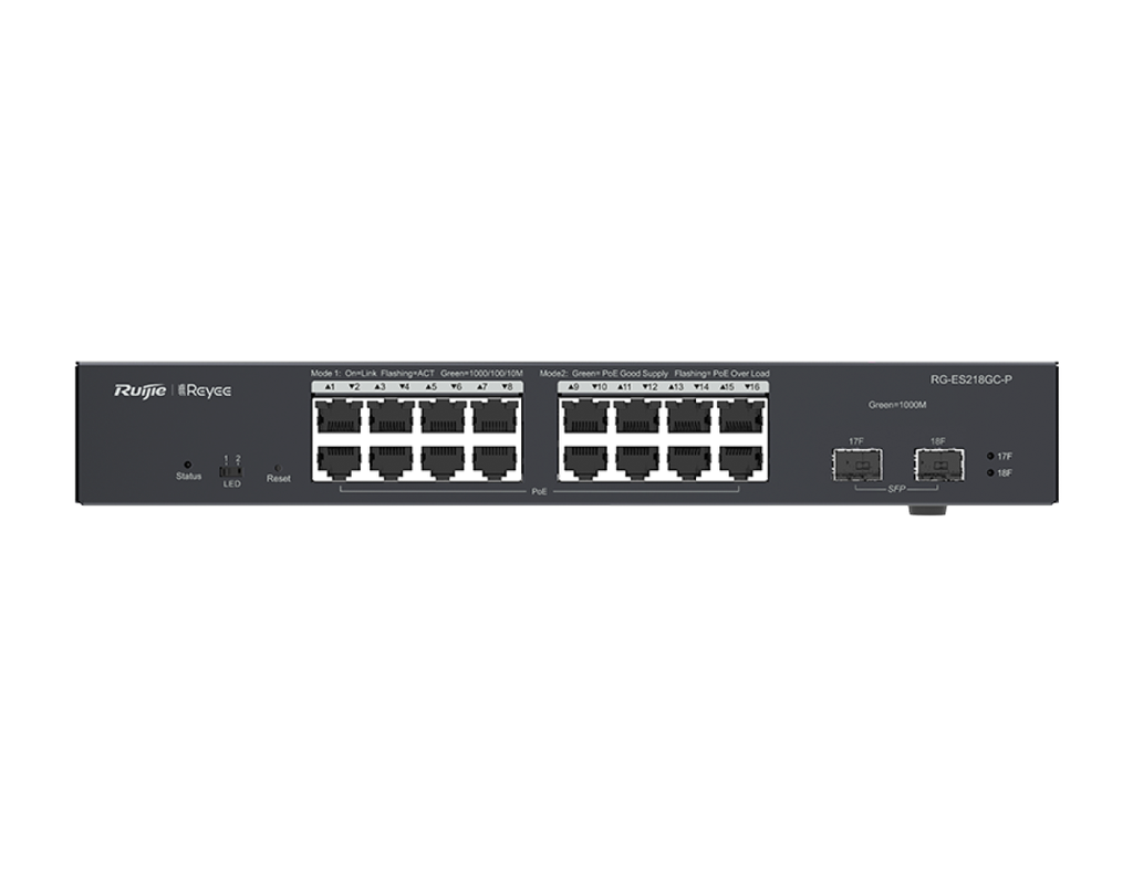 RG-ES218GC-P - Ruijie 18-Port Gigabit Smart Cloud Managed PoE Switch