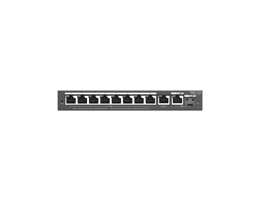 RG-ES210GS-P - Ruijie 10-Port Gigabit Smart Cloud Managed PoE Switch