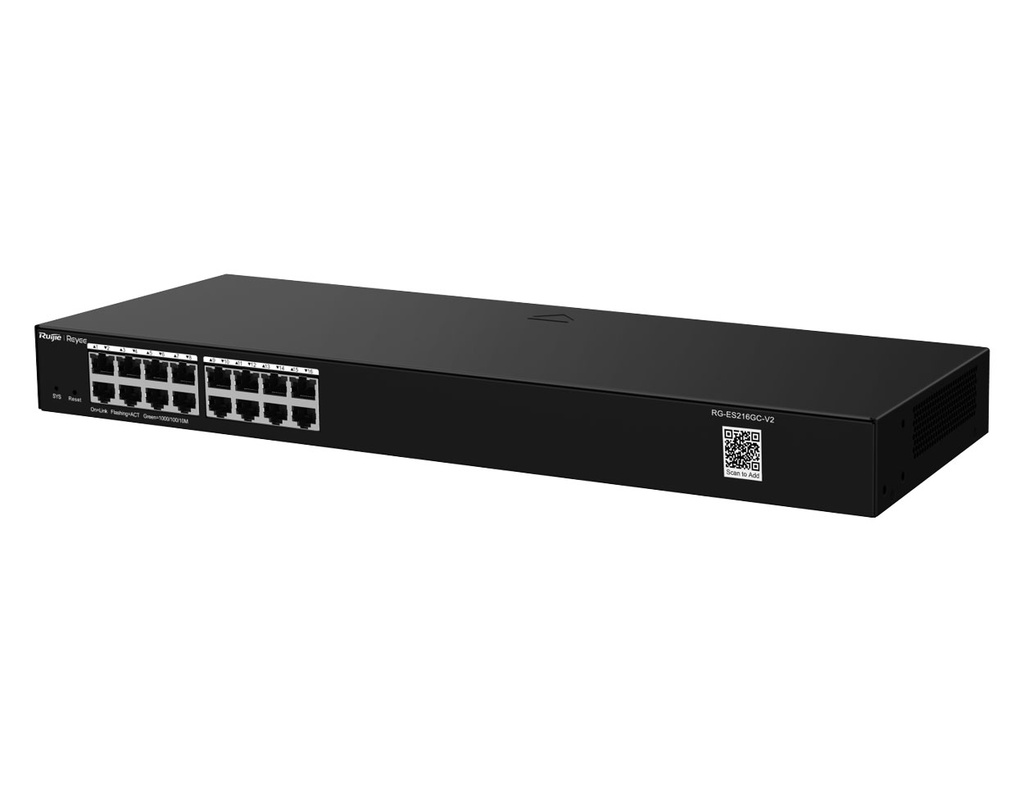 RG-ES216GC-V2 - Ruijie 16-Port Gigabit Smart Cloud Managed Non-PoE Switch