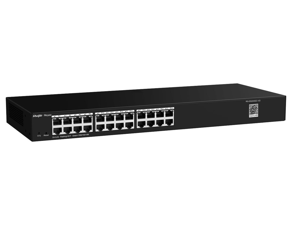 RG-ES224GC - Ruijie 24-Port Gigabit Smart Cloud Managed Non-PoE Switch