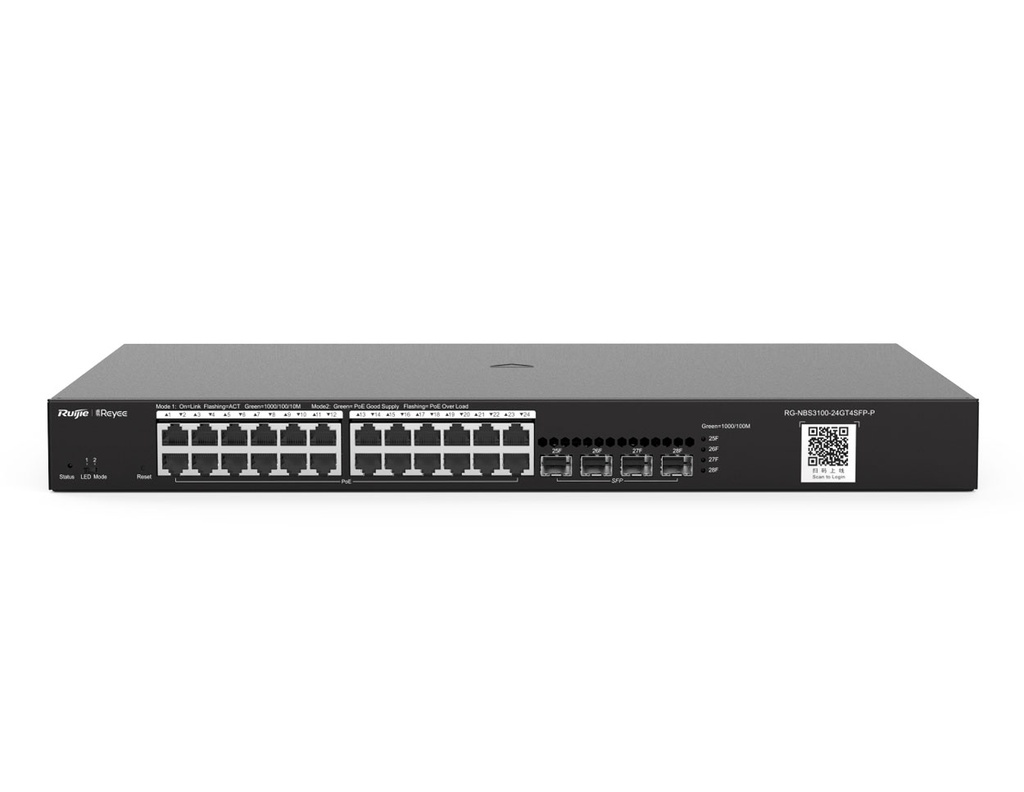 RG-NBS3100-24GT4SFP-P - Ruijie 28-Port Gigabit Layer 2 Cloud Managed PoE Switch