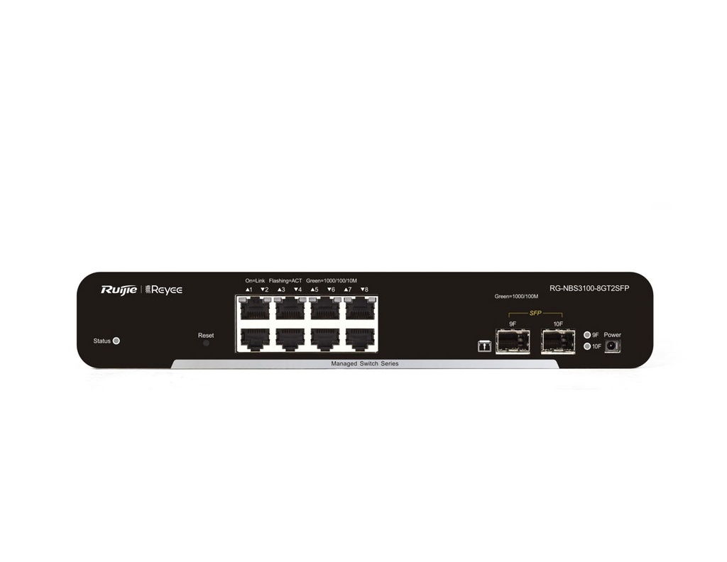 RG-NBS3100-8GT2SFP-P - Ruijie 10-Port Gigabit Layer 2 Cloud Managed PoE Switch