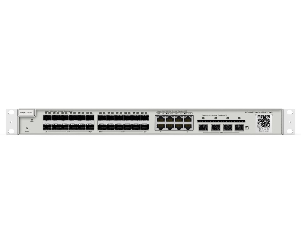 RG-NBS3200-24SFP/8GT4XS - Ruijie 24-Port Gigabit SFP with 8 combo RJ45 ports Layer 2 Managed Switch, 4 * 10G