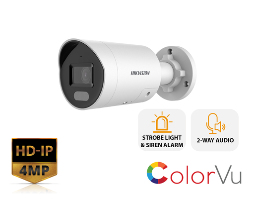 DS-2CD2047G2-LU/SL(2.8MM) - 4 MP ColorVu Strobe Light and Audible Warning Fixed Mini Bullet Network Camera