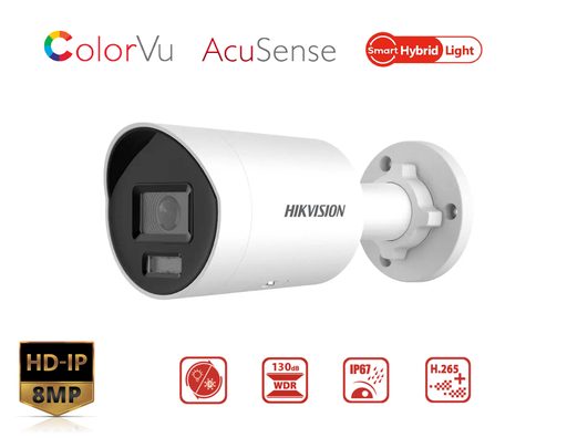 DS-2CD2087G2H-LIU(2.8MM) - Hikvision 8MP Smart Hybrid Light with ColorVu Fixed Mini Bullet Network Camera