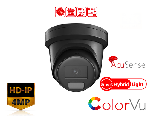 DS-2CD2347G2H-LIU/BLACK(2.8mm) - 4 MP Smart Hybrid Light with ColorVu Fixed Turret Network Camera