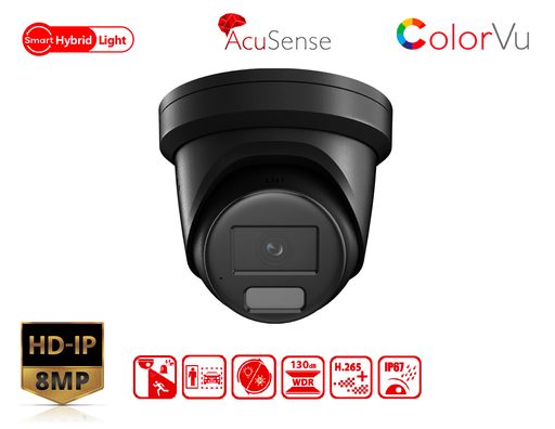 DS-2CD2387G2H-LISU/SL/B - Hikvision 8 MP Smart Hybrid Light with ColorVu Fixed Turret Network Camera