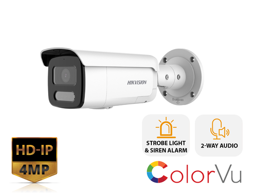 DS-2CD2T47G2-LSU/SL(2.8MM) - 4 MP ColorVu Strobe Light and Audible Warning Fixed Bullet Network Camera