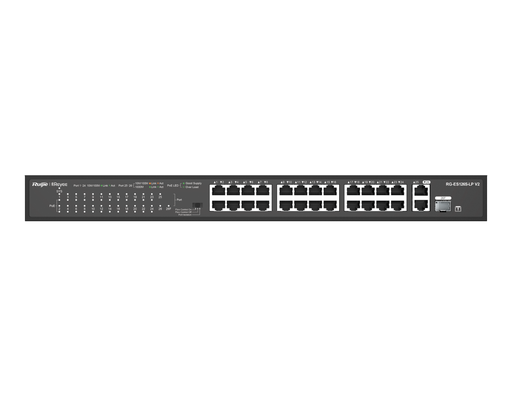 [RG-ES126S-LP V2] RG-ES126S-LP V2 - Ruijie 24-Port 10/100 Mbps with 2-Port Gigabit Rackmount PoE Switch