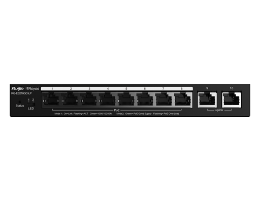 [RG-ES210GC-LP] RG-ES210GC-LP - Rujie 10-Port Gigabit Smart Cloud Managed PoE Switch