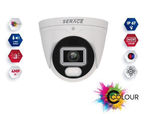 Serage SRPDNC4FAIW/B 4MP 2.8mm Fixed Lens Premium C-Colour Dome Camera